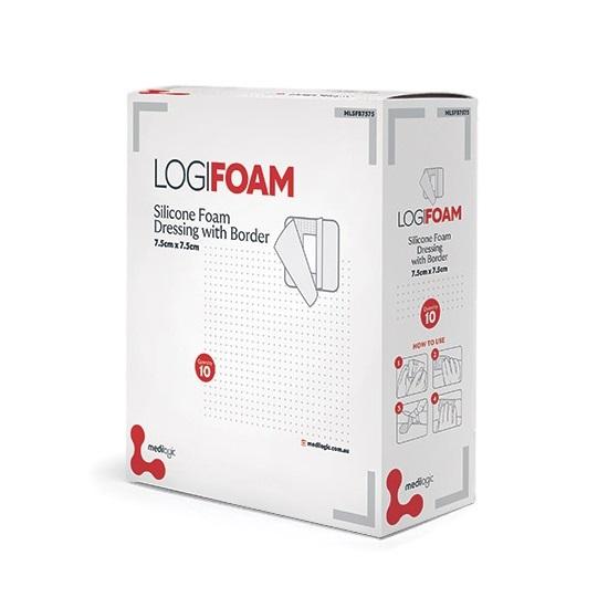 LOGIFOAM Silicone Foam Dressing with Border 10cm x 10cm - Box (10)