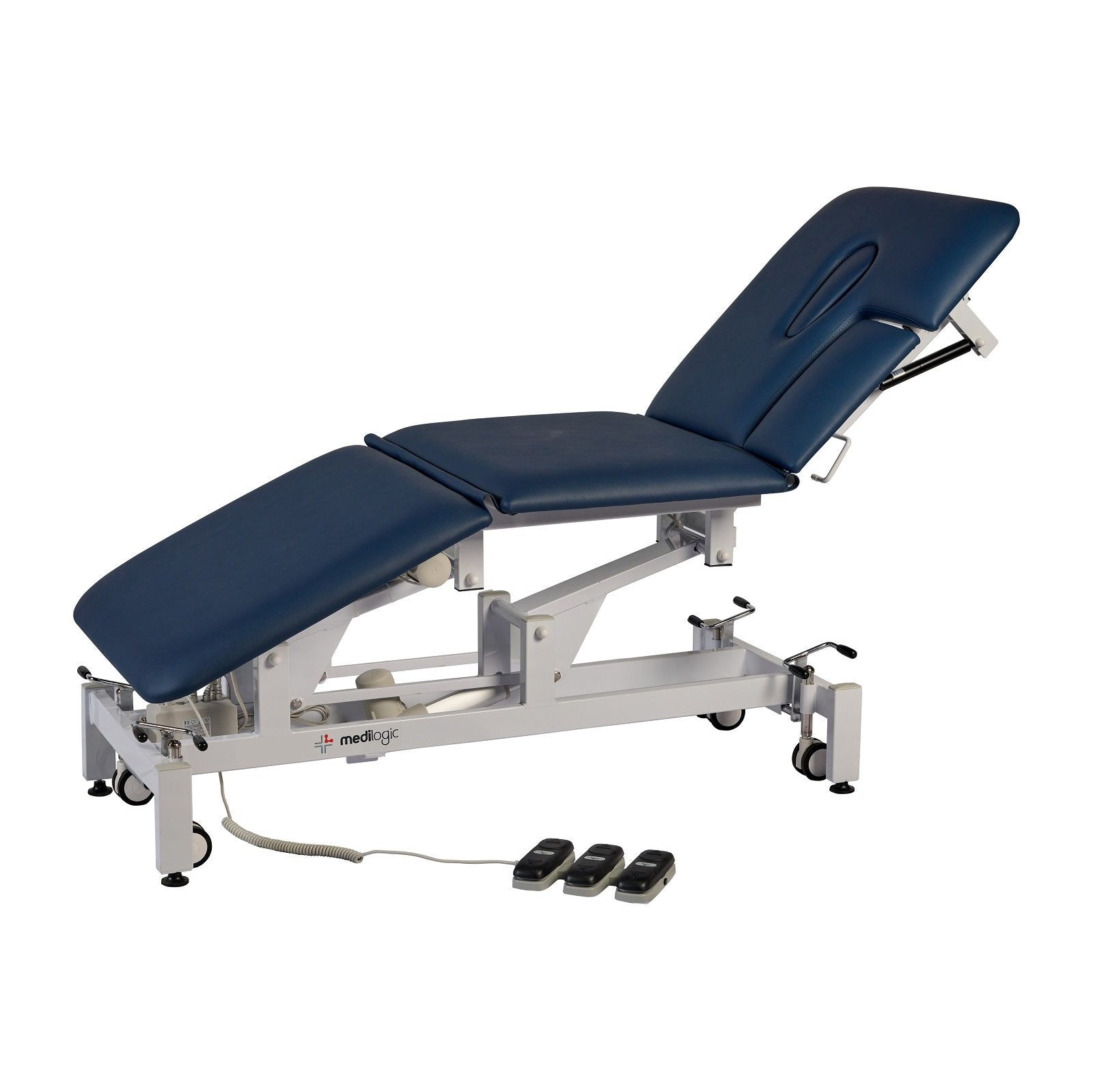 LOGIFORM Deluxe Electric Ultrasound/Cardiology Couch with Dropaway Side - Navy Blue