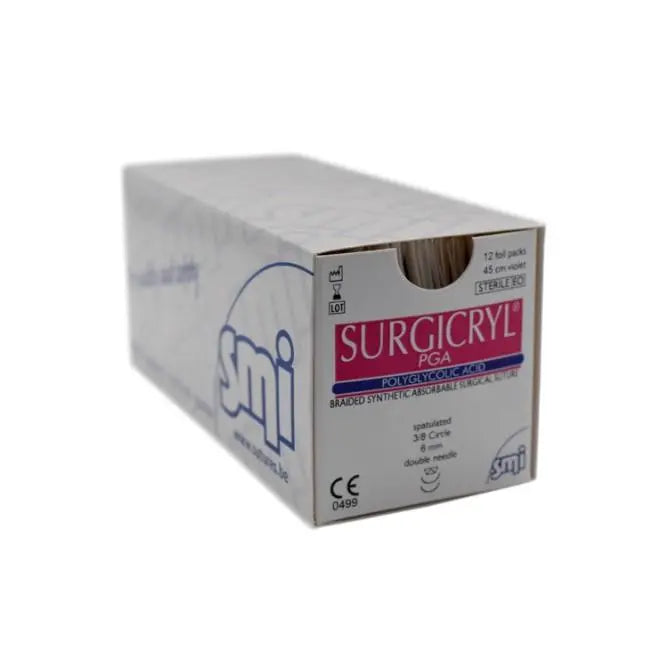 Surgicryl PGA 3/0 RC 3/8 Circ DS 19mm 75cm Undyed - Box (12) SMI