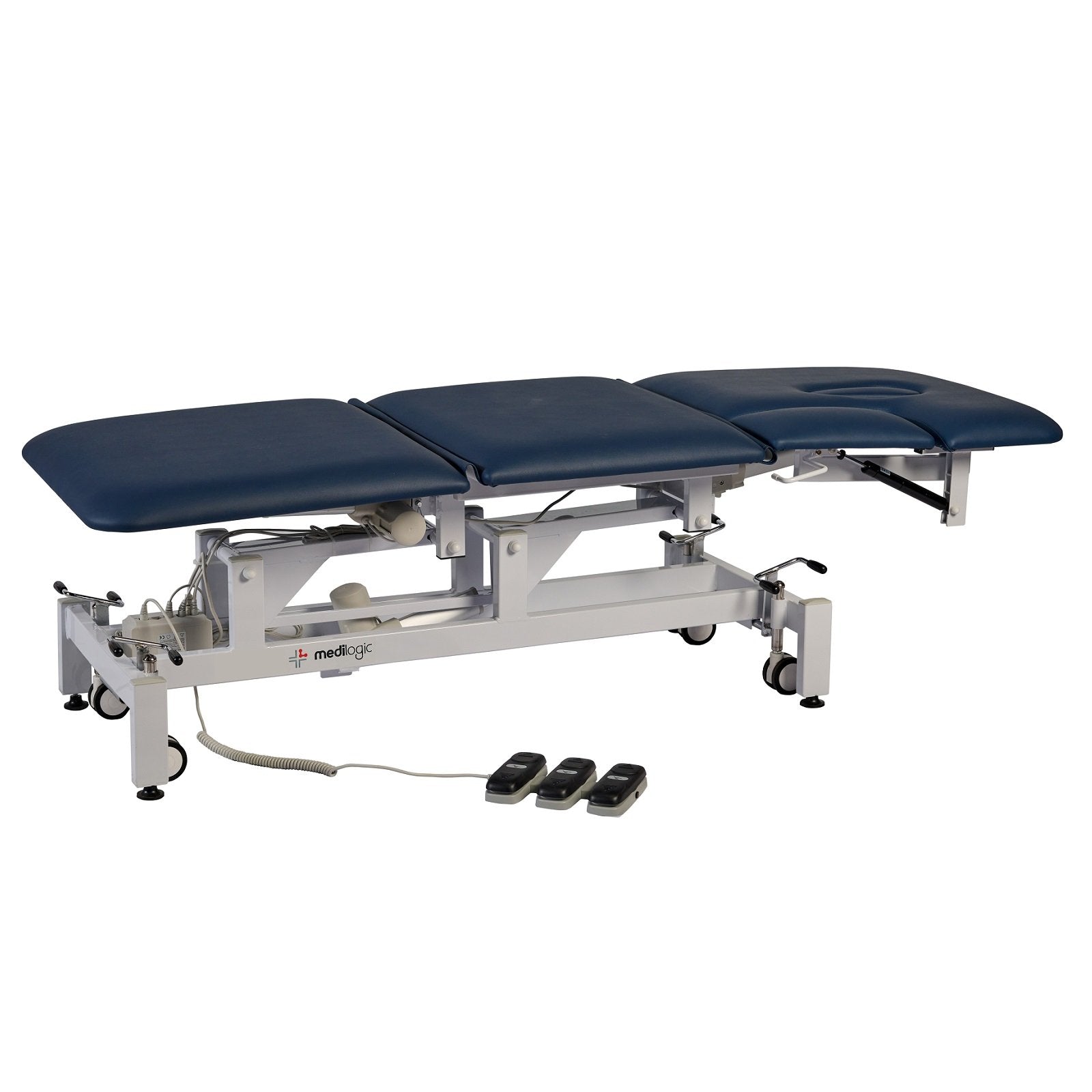 LOGIFORM Deluxe Electric Ultrasound/Cardiology Couch with Dropaway Side - Navy Blue