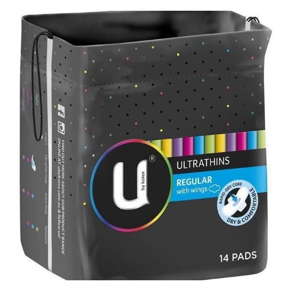 Kotex U U/Thin Non-Wing Regular (Pack 14) - CARTON (6)