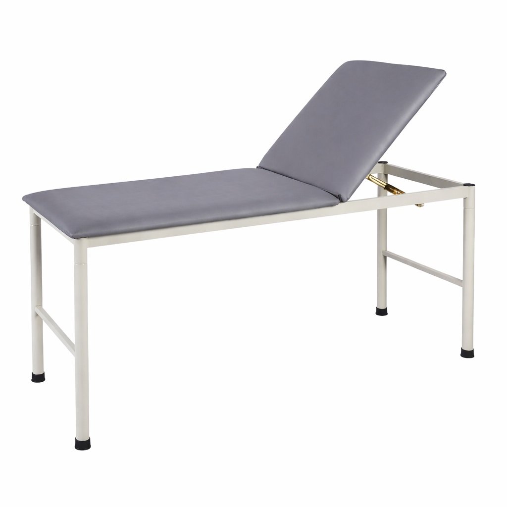 LOGIFORM Fixed Height Examination Couch Dark Grey Vinyl Elevating Backrest