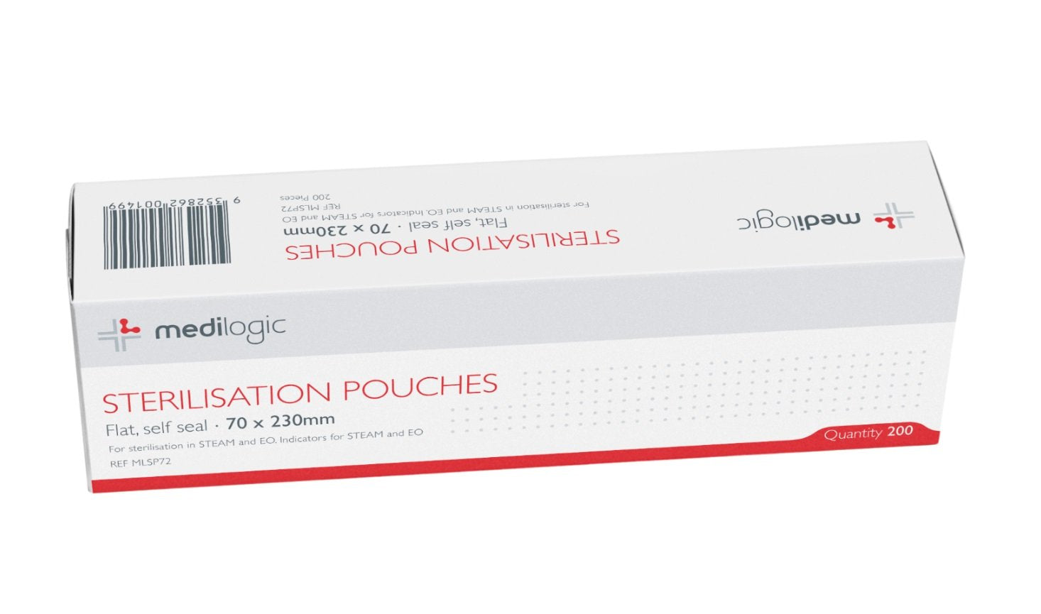 LOGICARE Self-Sealing Sterilisation Pouch 70 x 230mm - Box (200)