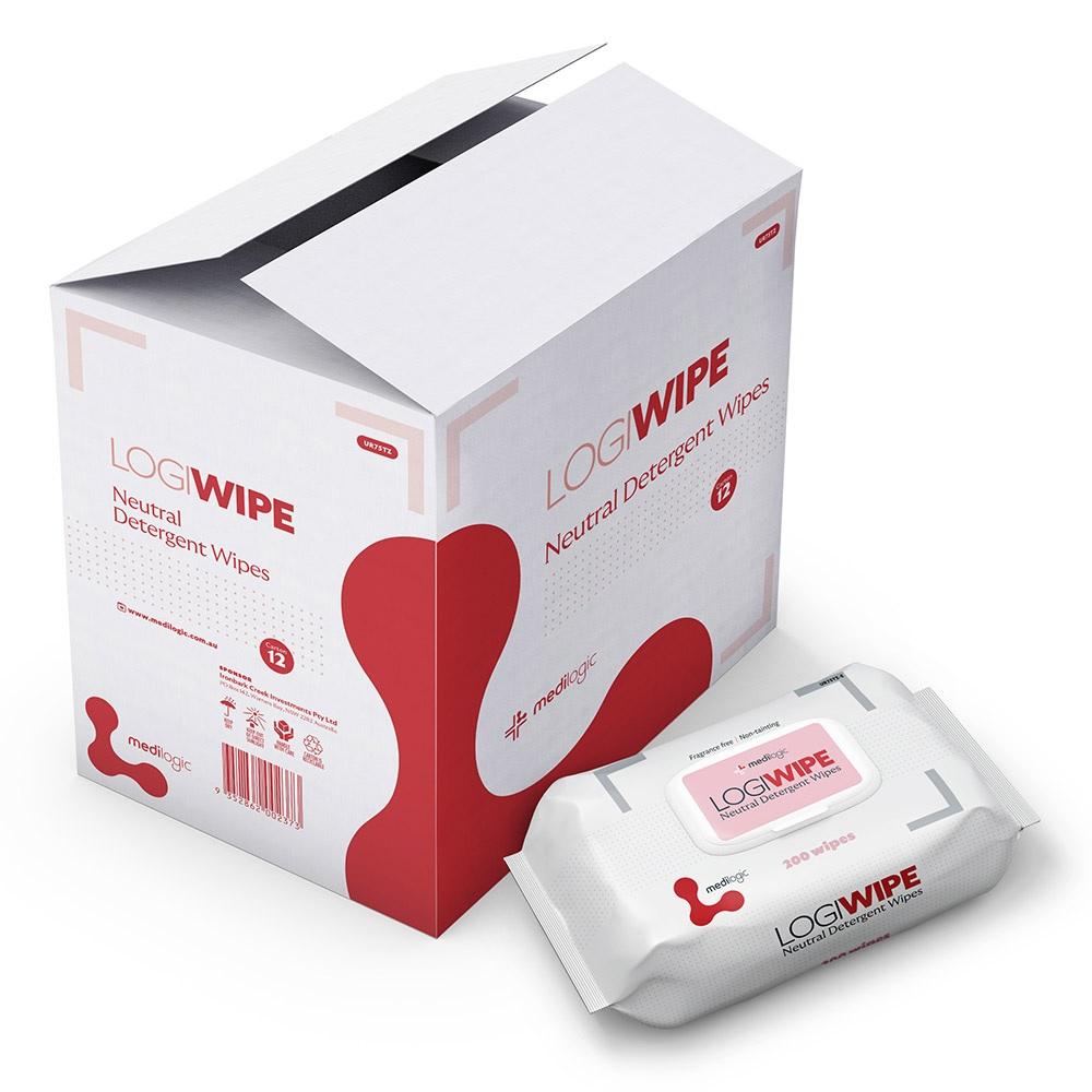 LOGIWIPE Neutral Detergent Wipes Pack 200 - Carton (6)