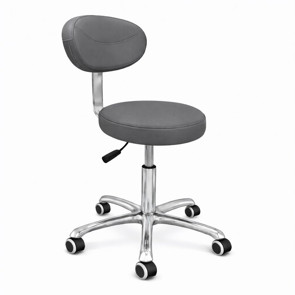 LOGIFORM Premium Surgeon Stool with Backrest - Dark Grey