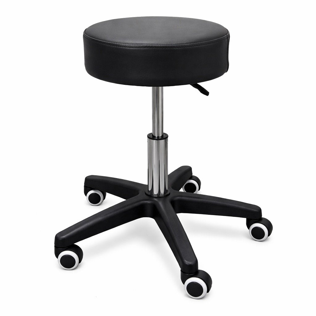 LOGIFORM Standard Surgeon Stool Gas Lift Adjustable Black Cushion Seat