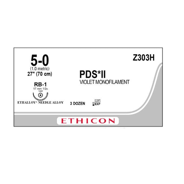 PDS Plus Antibacterial Suture Absorbable 5-0 70cm Violet (PDP303H) - B