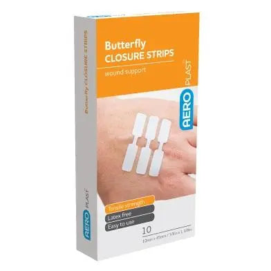 Aeroplast Butterfly Wound Closure Strips 10mm x 45mm - Box (10) Aero Healthcare