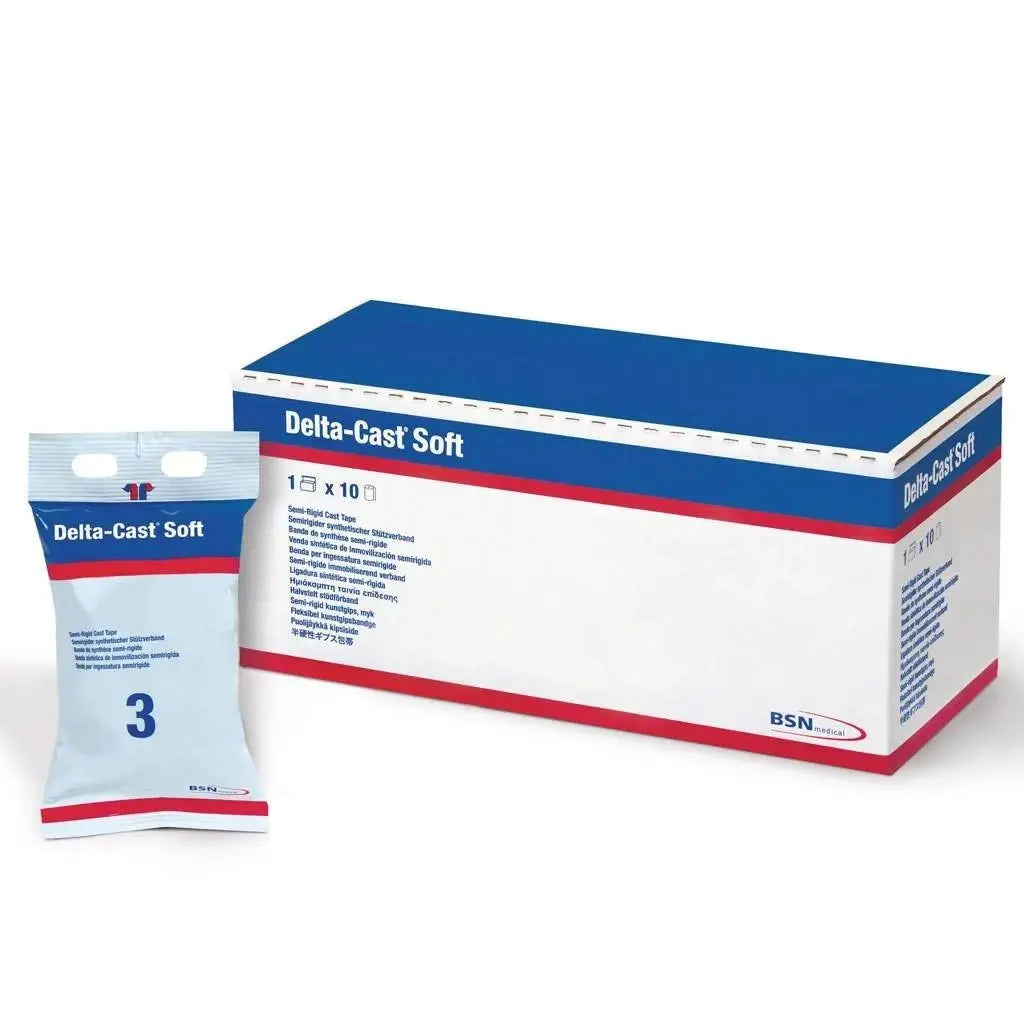 DELTA-CAST Soft 7.5cm x 3.6m White (Semi-Rigid Polyester Casting Tape) - Case (10) Essity
