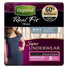 Depend Real Fit Super Medium - Carton (8x4) Depend