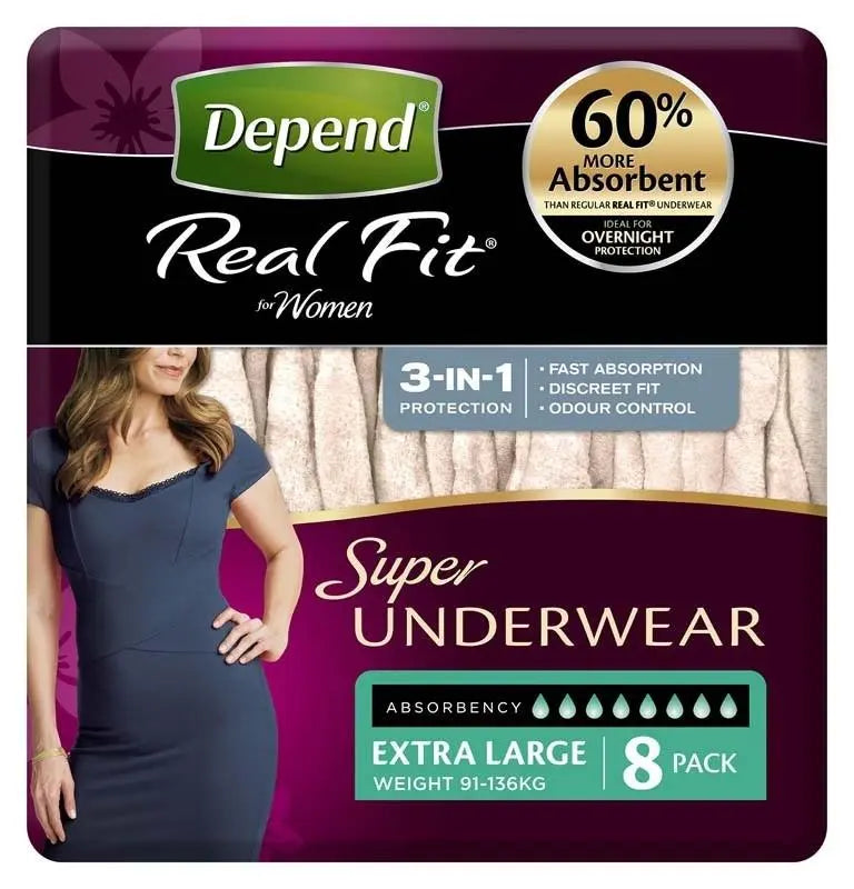 Depend Real Fit Super X Large - Carton (8x4) Depend