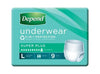 Depend Super Plus Underwear Large - Carton (9x4) Depend