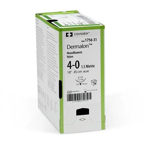 Dermalon Suture 6-0 12mm 45cm (Box 36) Covidien