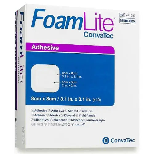 FoamLite Adhesive Dressing 8cmx8cm - Box (10) Convatec