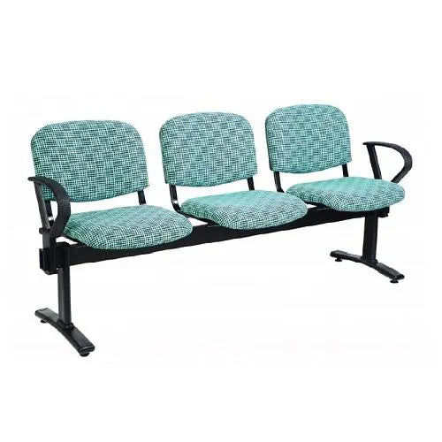 Joshua 3 Seater Beam Chair with End Arms - Premium Black Vinyl OTHER