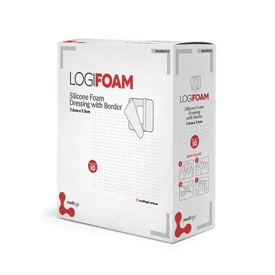 LOGIFOAM Silicone Foam Dressing with Border 12.5cm x 12.5cm - Box (10) Medilogic