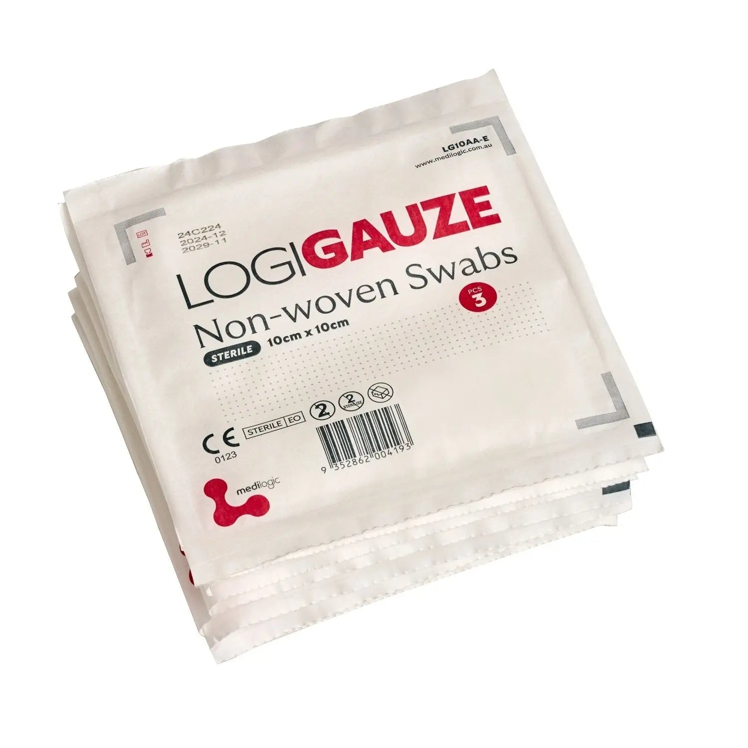 LOGIGAUZE Sterile Non-Woven Swabs 10cm x 10cm x 3 - Carton (600) Medilogic