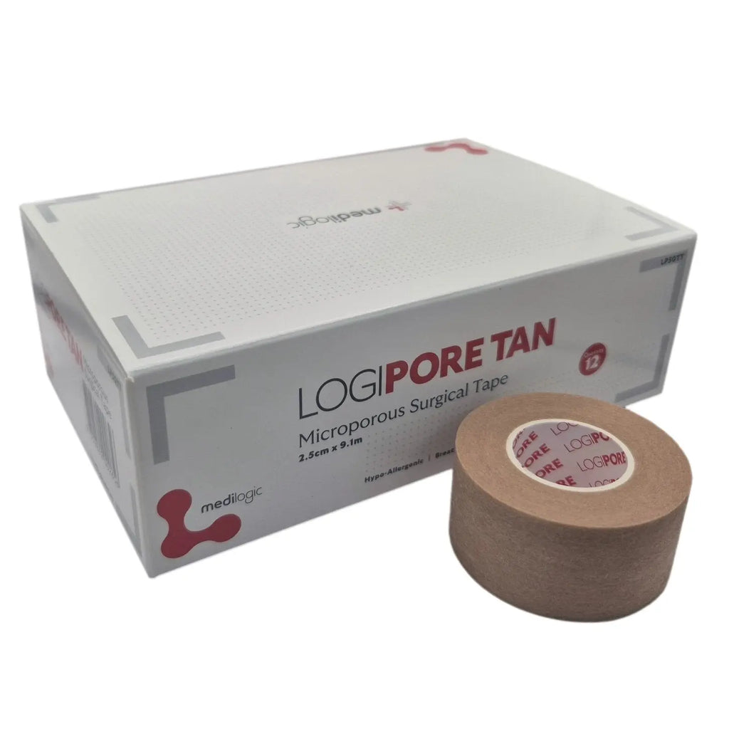 LOGIPORE TAN Microporous Surgical Tape 2.5cm x 9.1m - Box (12) Medilogic