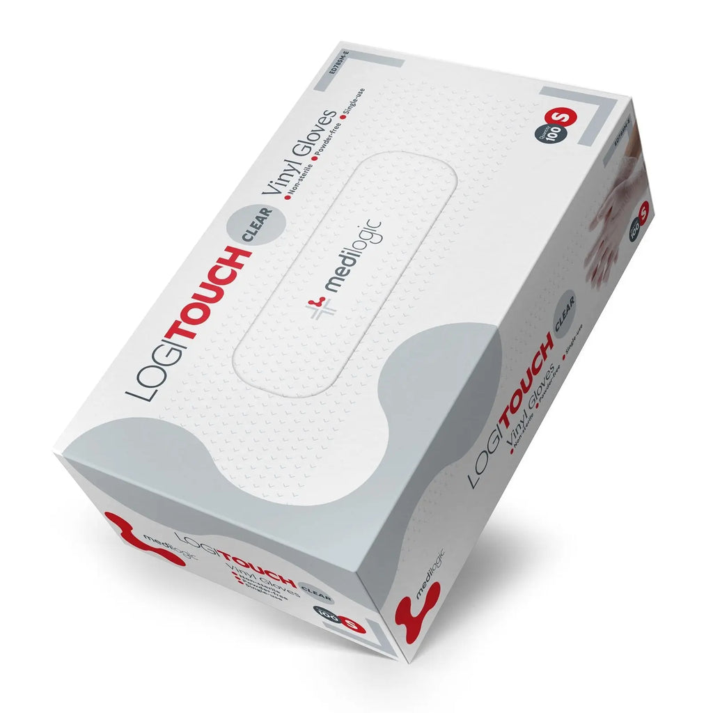 LOGITOUCH VINYL Gloves Clear Small - Box (100) Medilogic