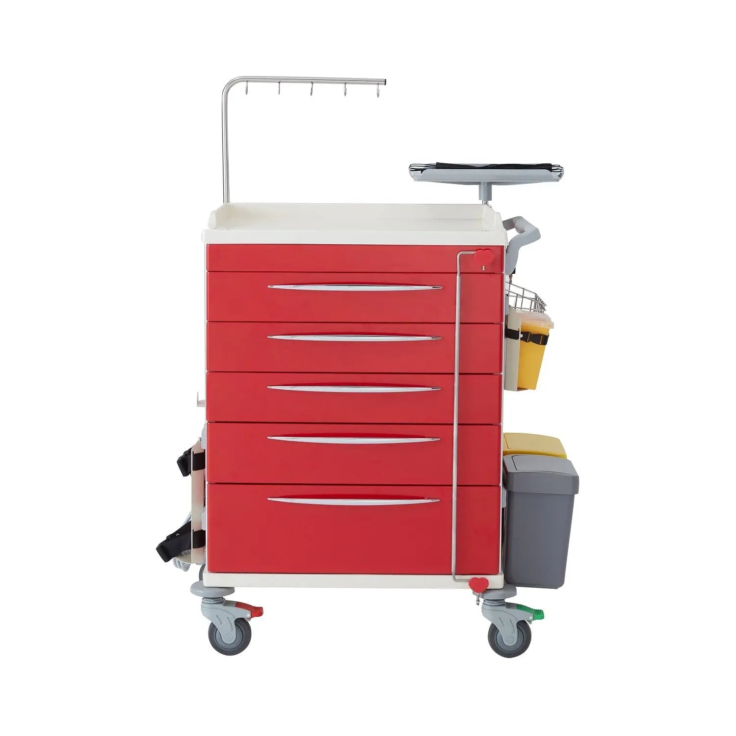 Medilogic Red Emergency Cart 5 Drawer with Accessories Medilogic