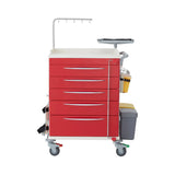 Medilogic Red Emergency Cart 5 Drawer with Accessories Medilogic