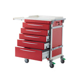 Medilogic Red Emergency Cart 5 Drawer with Accessories Medilogic