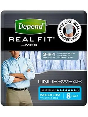 Depend Real Fit Mens Small/Medium - Carton (8x4) Depend