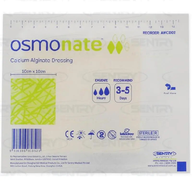 Osmonate Calcium Alginate Dressing 10cm x 10cm - Box (10) Sentry