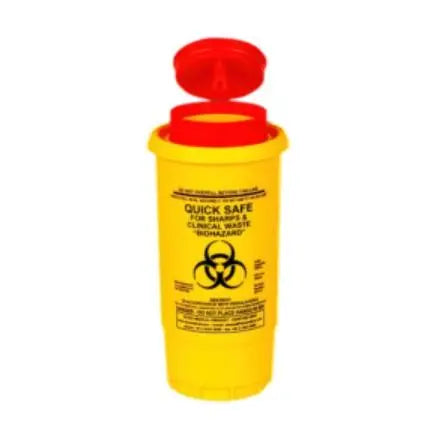 Quick Safe Sharps Container Red Lid 500ml Yellow - EACH Aero Healthcare