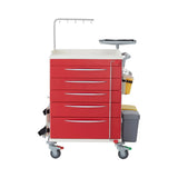 Red Emergency Cart 5 Drawer Pacific Medical