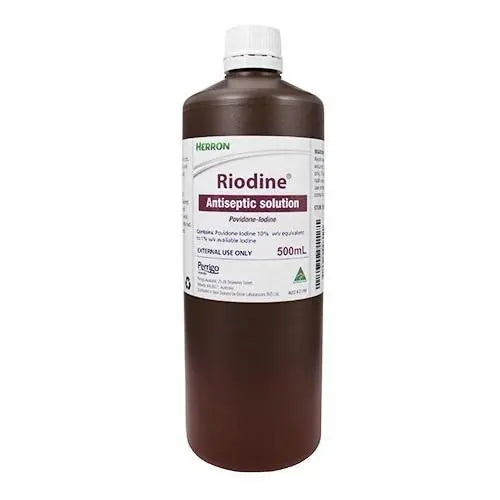 Riodine Solution (Povidone Iodine) 10% 500ml - Each Perrigo