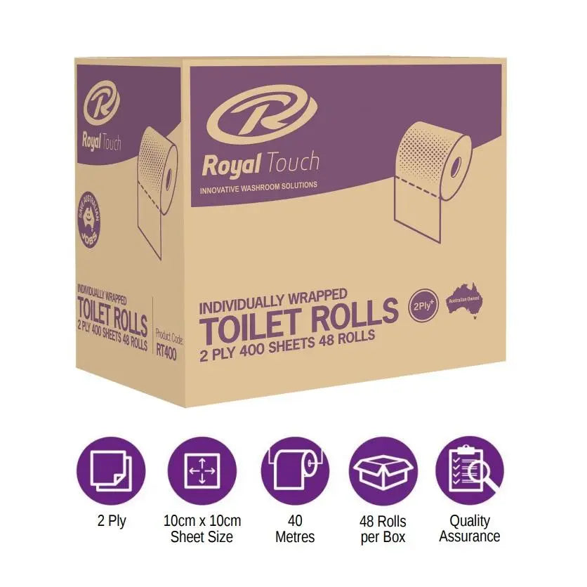 Royal Touch 2ply Toilet Rolls Individually Wrapped Carton (48) Royal Touch