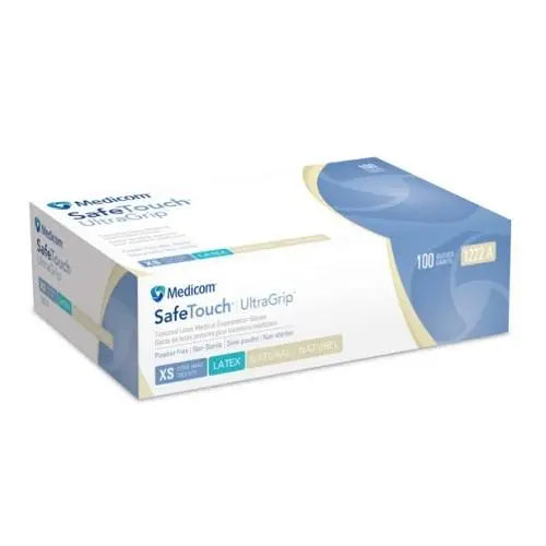 SafeTouch UltraGrip Latex Exam Gloves PF Medium - Box (100) Medicom