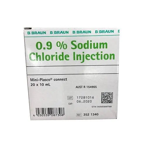 Sodium Chloride 0.9% for Injection 10ml (3521340) - Box (20) B.Braun