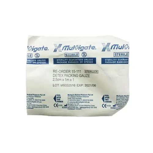 Sterile White Packing Gauze 1.25cm x 1m - Each Multigate