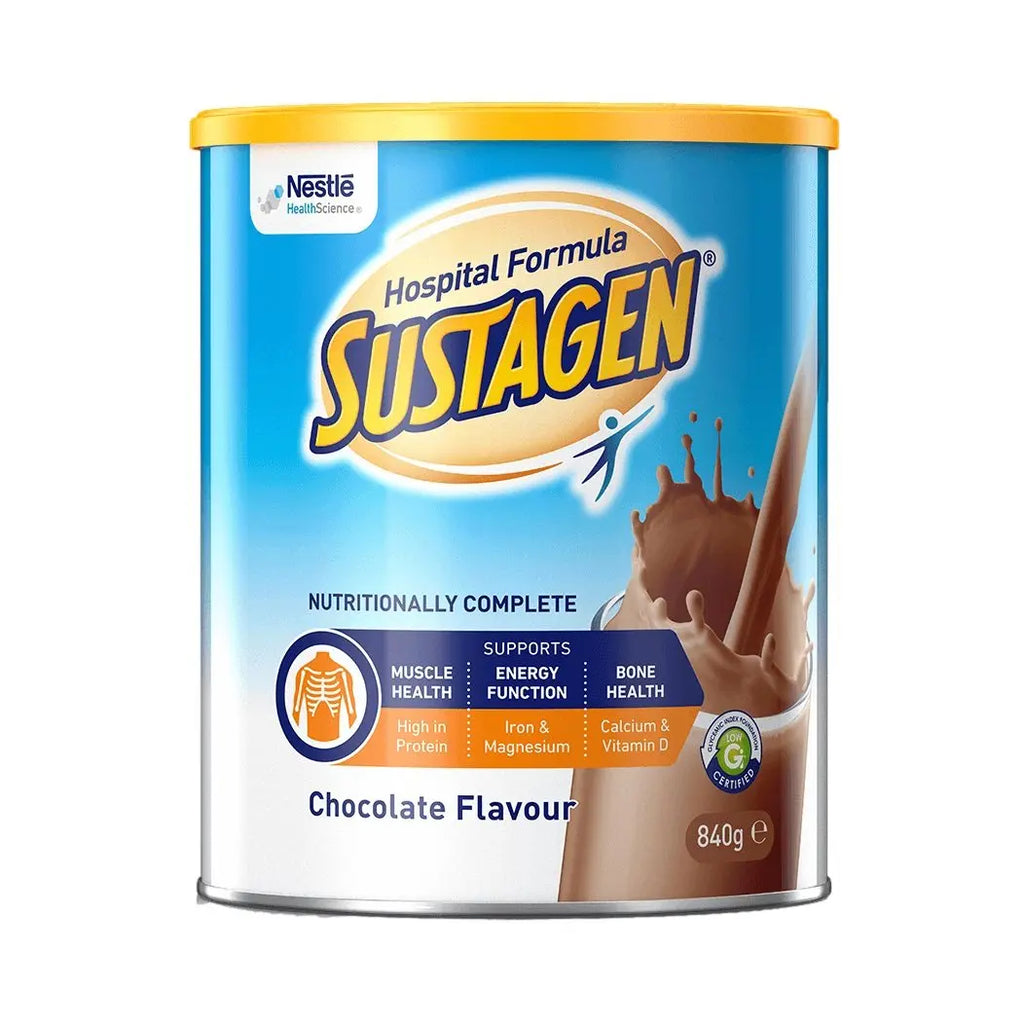 Sustagen Hospital Formula Chocolate 840g Can - Carton (6) Nestle