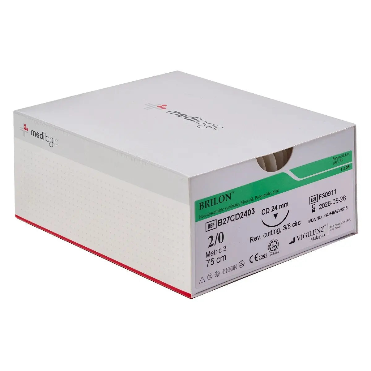 Vigilenz Brilon 2-0 24mm CD 75cm Sutures - Box (36) Vigilenz