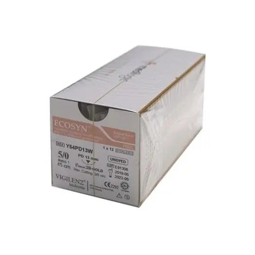 Vigilenz Ecosyn 4-0 19mm Primecut Gold PD 45cm UNDYED Sutures - Box (12) Vigilenz