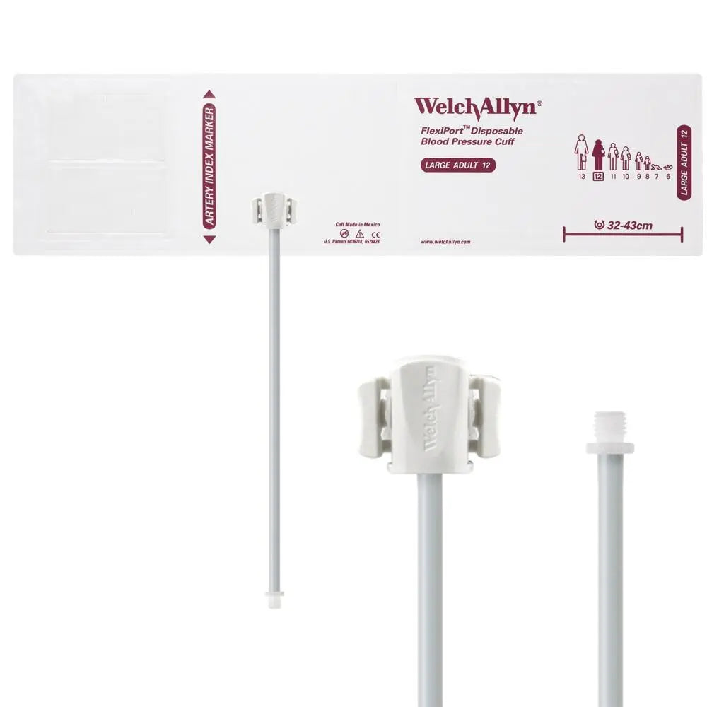 WELCH ALLYN Soft Disposable Flexiport Cuffs, Large Adult 32-43cm, 1 tube, Screw - Box Welch Allyn