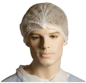Beret Cap Hair Net Crimped White - Pack (100)