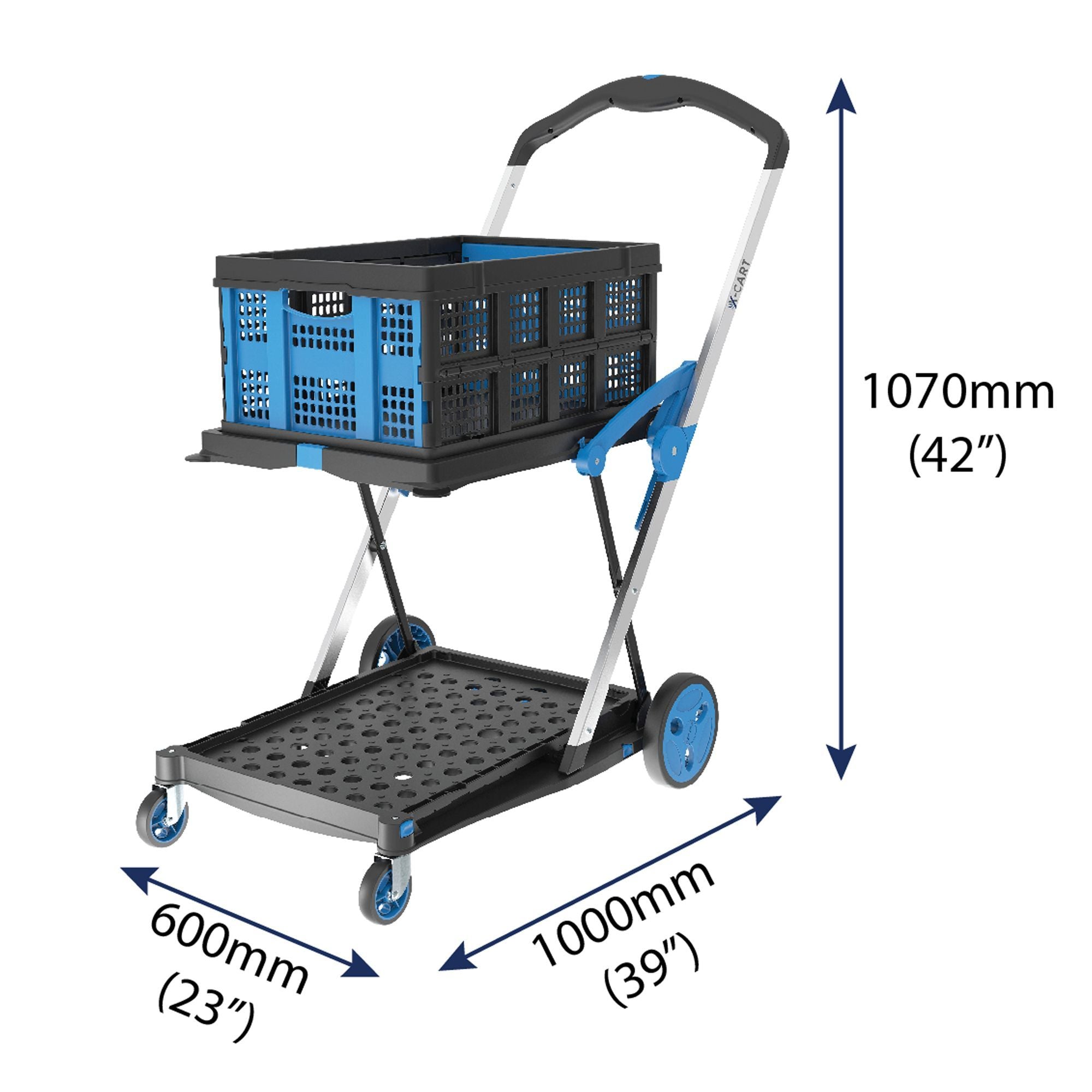 V-Cart Folding Trolley with Folding Basket