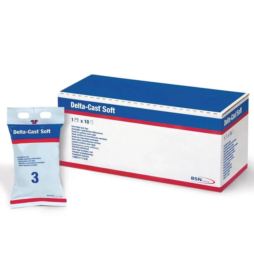 DELTA-CAST Soft 10cm x 3.6m White (Semi-Rigid Polyester Casting Tape) - Case (10)