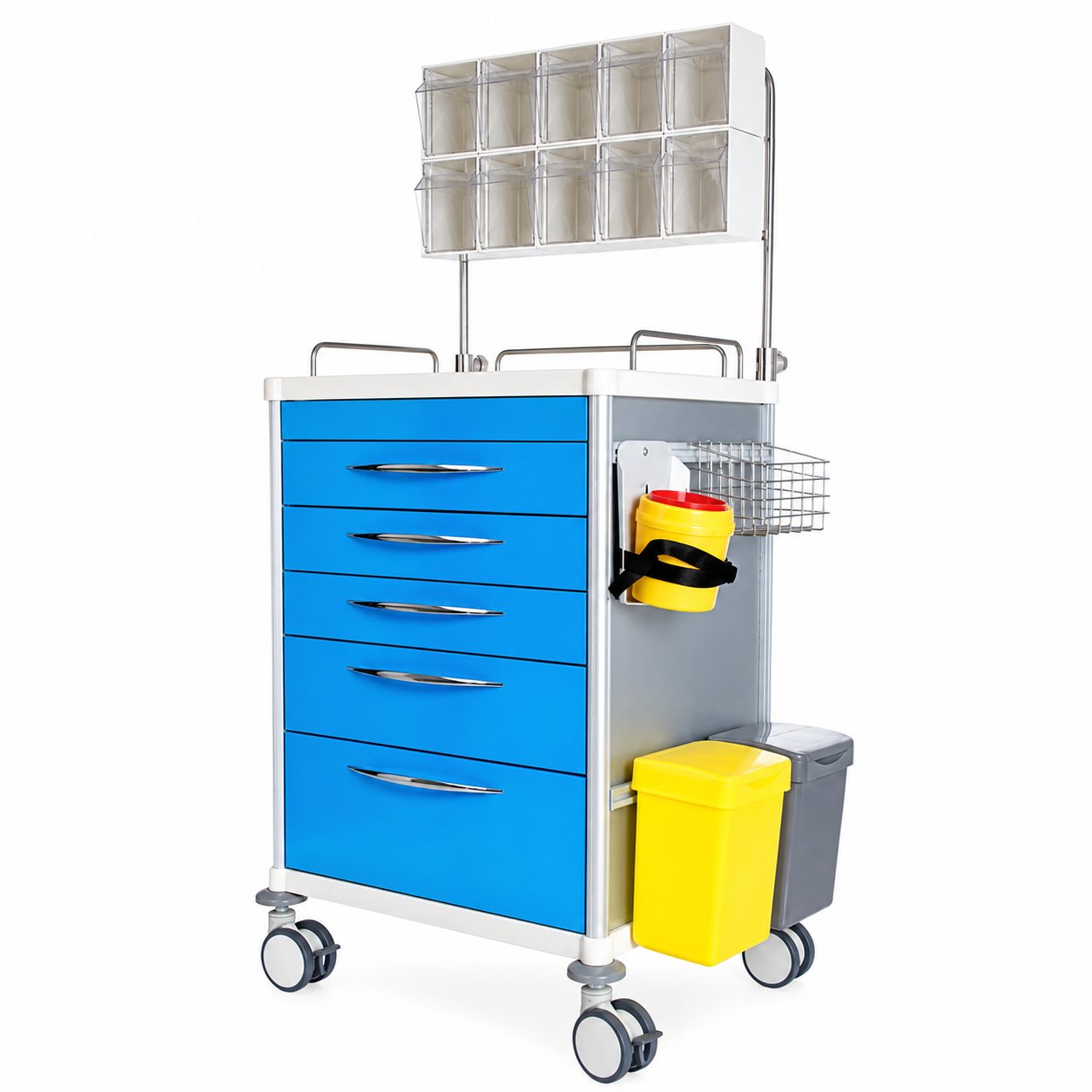 LOGIFORM 5 Drawer Anaesthesia Cart Blue with Accessories