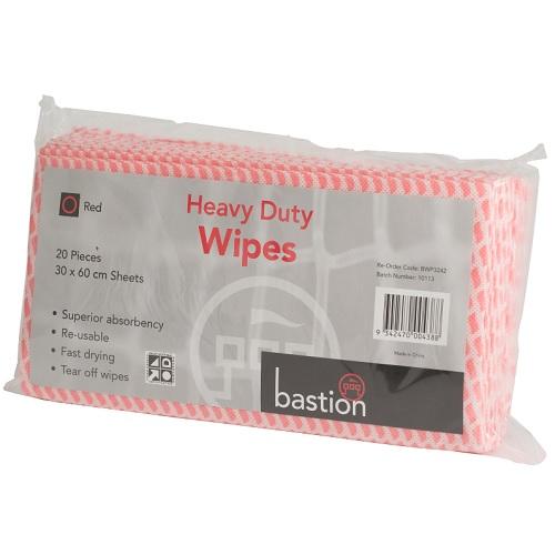 Heavy Duty Red Wipes (60cm X 30cm) Pack 20 - Carton (200)