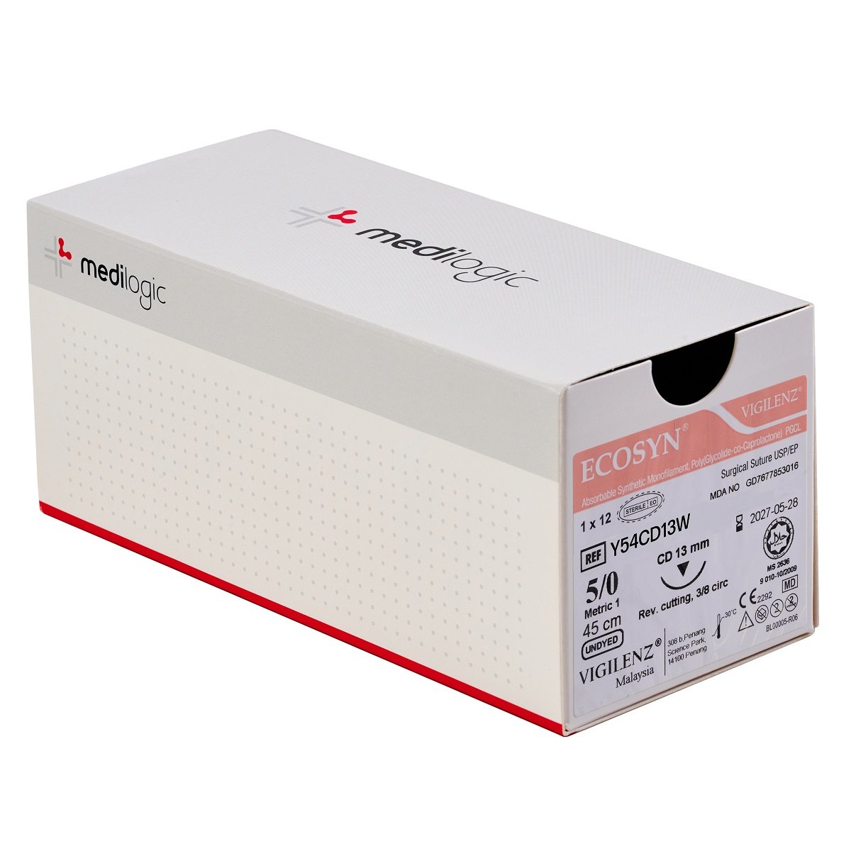 Vigilenz Ecosyn 5-0 13mm CD 45cm UNDYED Sutures - Box (12)