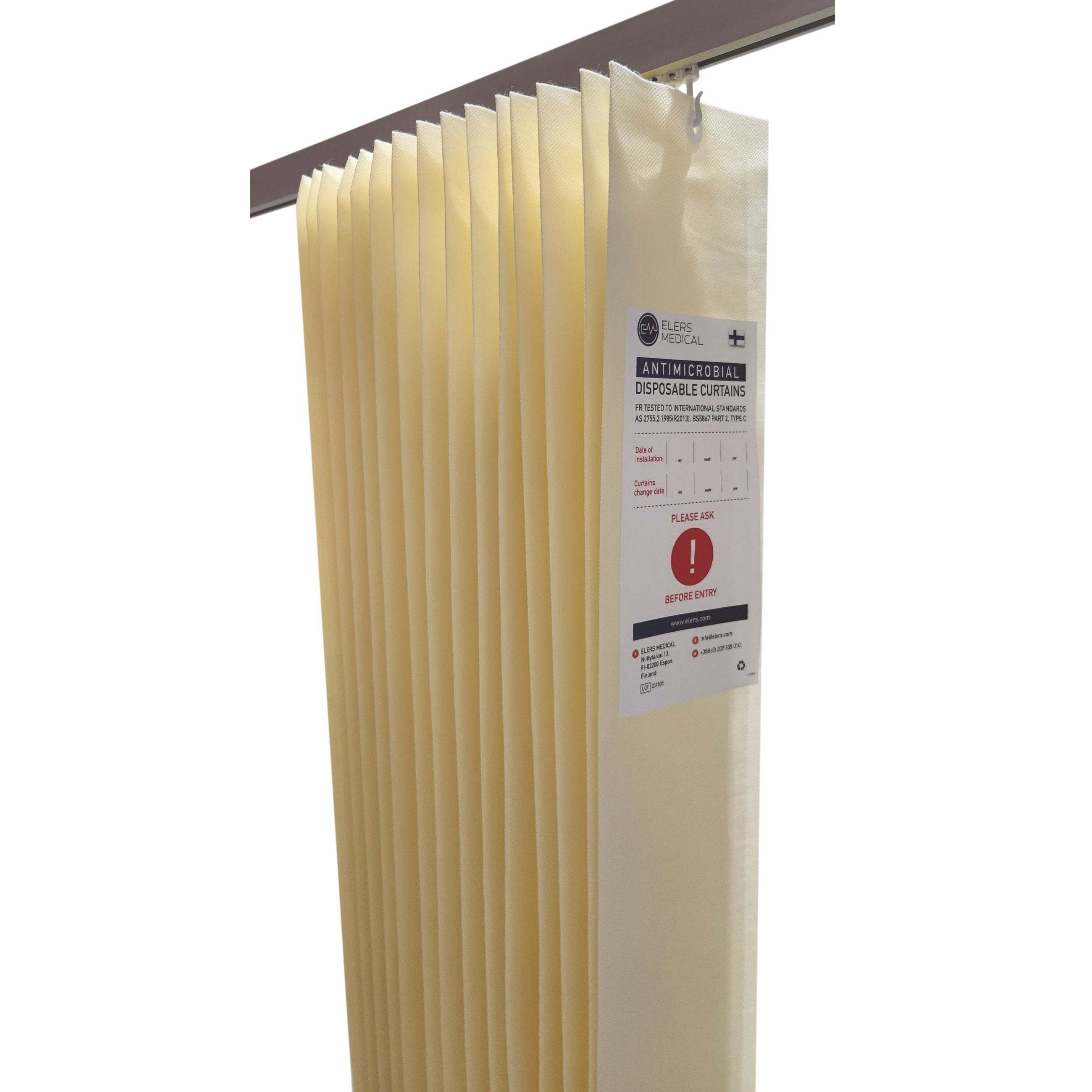 ELERS MEDICAL® Antimicrobial Pastel Yellow Curtains 7.5m x 2m Drop - Carton (6)