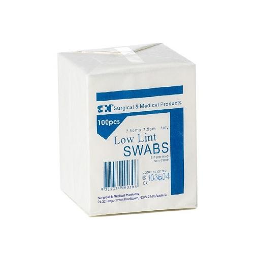 S+M Non-Woven Swabs  7.5x7.5cm 4ply - Pack (100)