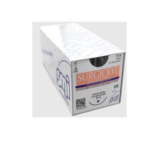 Surgicryl Monofast 2/0 RC 3/8 Circ DS Violet 26mm 75cm - Box (12)