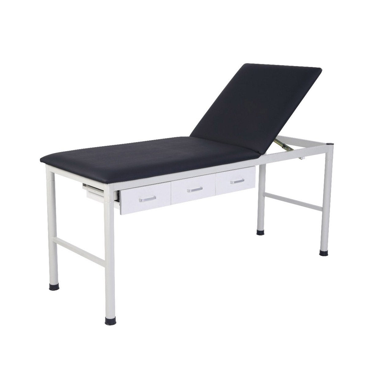 LOGIFORM Fixed Height Exam Couch Black Vinyl with Right Hand Side Drawers