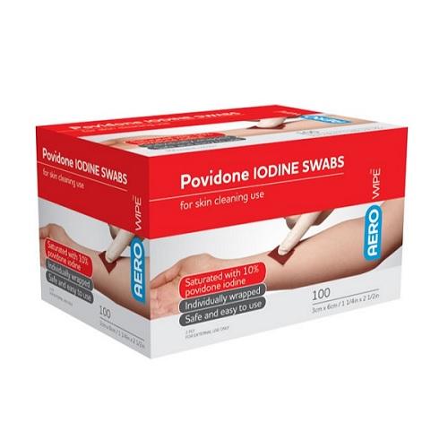Aero Povidone Iodine Swabs (2 Ply) 60mm x 33mm - Box (100)